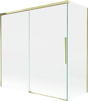 Produktbild von Mexen Rox Duschwand, 2-flügelig verschiebbar 160 + 75 x 150 cm, transparent, gold - 8C9-160-075-50-00