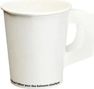 Produktbild von Trinkbecher mit Henkel, Pappe "To Go" 0,18 l Ø 7,3 cm · 7,8 cm weiss