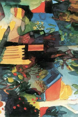 Zdjęcie produktu dla August Macke Art Print Obraz - Krajobraz z jasnymi drzewami, 1914 (120 x 180 cm)