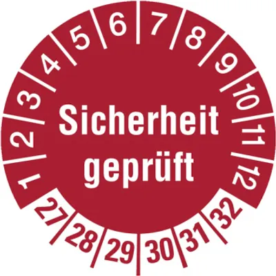 Produktbild von Dreifke® Aufkleber Prüfplakette, Sicherheit , Rot/Weiß, Folie, Ø 30 mm...