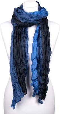 Produktbild von Knitterschal Halstuch Schal XXL blau schwarz navy Farbverlauf 100% Seide 180x90cm
