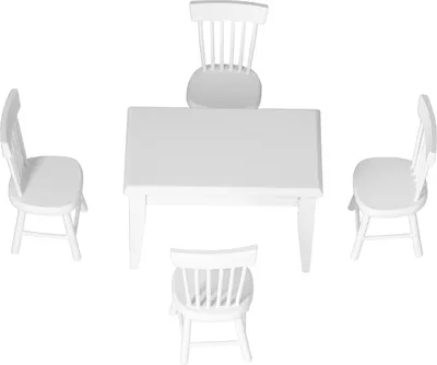 Image de Meubles de maison de poupées 1 table 4 chaises bois 1:12 miniature pour enfants jouets décoration cadeauBlanc