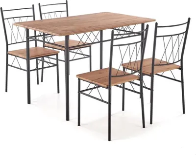 Obrázek produktu pro Halmar FAUST 3 sestava stůl + 4 křesla dub přírodní černý