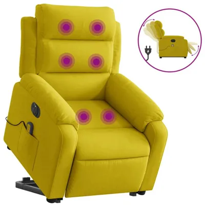 Image de vidaXL Fauteuil de massage avec releveur Électrique Jaune Velours