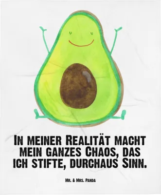Produktbild von Mr. & Mrs. Panda Kinderwagendecke Avocado Glücklich - Weiß - Geschenk, Erstlingsdecke, Schlummerdecke, Chaotisch, Chaos, Fleecedecke, Plaid, Babydecke, Verrückt