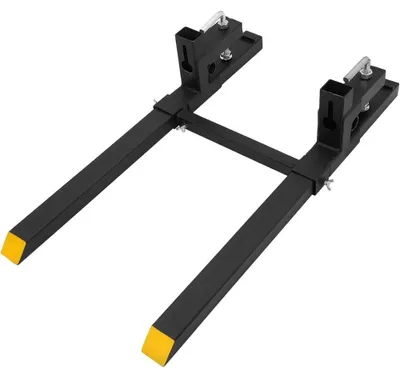Produktbild von Palettengabeln 152 cm - Traktor Ladeschaufel Gabeln - 1800 kg Tragkraft - Clamp On Schnellaufnahme - Verstellbare Stabilisatorstange - Stahl - Schwarz