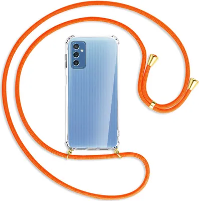 Produktbild von Handykette Backcover-Schutzhülle mit Band (Metall goldfarben) für Samsung Galaxy M52 5G (M526) - neonorange