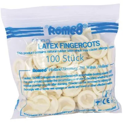 Immagine prodotto di Preservativi per le dita Romed in lattice XL (100 pezzi)