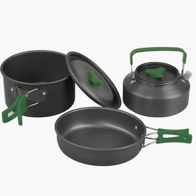 Obrázek produktu pro Kompaktní kempingový kuchyňský set: hrnec, pánev, varná konvice