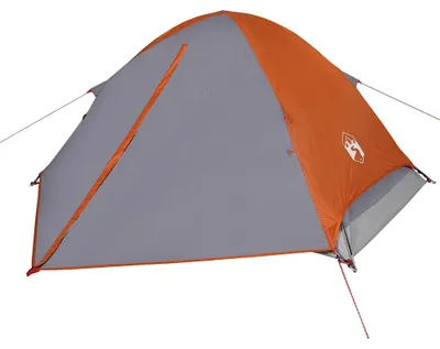 Produktbild von vidaXL Kuppel-Campingzelt 4 Personen Grau und Orange Wasserdicht