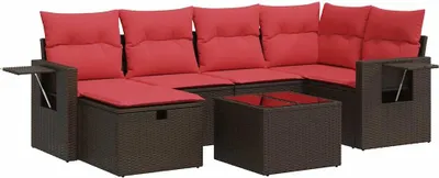 Zdjęcie produktu dla vidaXL 7-częściowa sofa ogrodowa z poduszkami z brązowego polirattanu