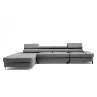 Produktbild von MUFFO Ecksofa JAZZ MAXI Links mit Schlaffunktion 125x195 Velours Dunkelgrau