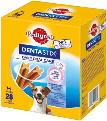 Produktbild von Pedigree Denta Stix Daily Oral Care MP - Zahnpflege Hundeleckerli für kleine Hunde 5-10kg (4x7 Stück) 440 g (4er VE)