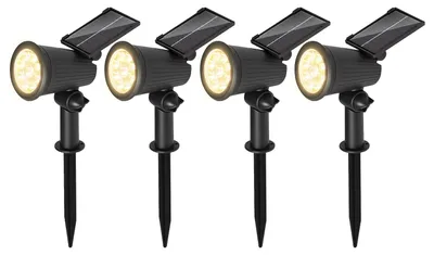 Produktbild von ISOISL 4X LED Solar Gartenstrahler mit Erdspieß Gartenleuchte Solarleuchte Solarstrahler Außen Wasserdicht IP65 3W Warmweiß