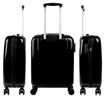 Produktbild von Handgepäck Trolley Koffer Hartschale mit Zahlenschloss - Kabinengepäckgröße 55x40x20, Schwarz