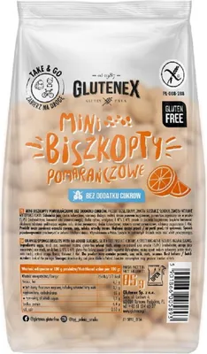 BISZKOPTY MINI POMARAŃCZOWE BEZ DODATKU CUKRÓW BEZGLUTENOWE 85 g - GLUTENEX