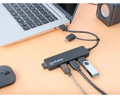 Immagine prodotto di MANHATTAN 4-Port USB 3.0 Typ-C / Typ-A Kombi-Hub schwarz