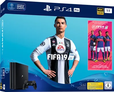 Produktbild von Sony PlayStation 4 Pro, 1TB + FIFA 19, Schwarz, 8192 MB, GDDR5, AMD Jaguar, AMD Radeon