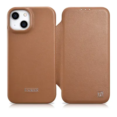 Productafbeelding van Icarer Etui, hoesje, beschermhoes, leren met MagSafe voor iPhone 14+, bruin
