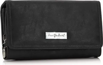Produktbild von Portemonnaie Damen mit vielen Kartenfächern - Geldbörse Kunstleder - Geldbeutel für Frauen - Brieftasche Damen (Schwarz)