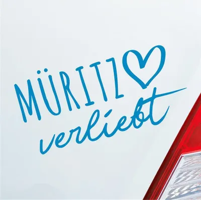 Produktbild von Auto Aufkleber Müritz verliebt Herz See Sea Liebe Car 19x10 cm Hellblau Sticker Heckscheibenaufkleber