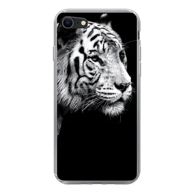 Produktbild von MuchoWow® Handyhülle Schutzhülle Hülle für iPhone 7 Studioaufnahme eines weißen Tigers auf schwarzem Hintergrund Silikon Softcase Handy Hülle - Kartenhalter