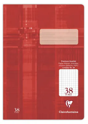 Produktbild von Clairefontaine Schulheft Premium DIN A4 Lineatur 38 4-fach gelocht 16 Blatt