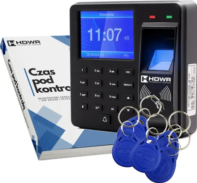 Obrázok produktu pre Zariadenie na zaznamenávanie času s kartou RFID a kľúčenkou + 15 kľúčeniek RFID 125 kHz + EBOOK "Čas pod kontrolou"