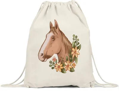 Produktbild von Pferd Turnbeutel Gymsack Liebe Pferde Hengst Stute Hobbie Freiheit Pferdeflüsterer Pferdeliebhaber Reiten Blumen Reiter