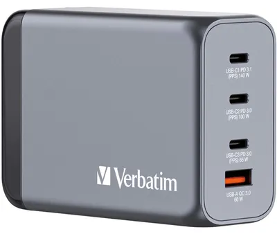 Immagine prodotto di Caricabatterie Verbatim GNC-240 GaN 240 W 3xUSB-C PD, 1xUSB-A QC 3.0 32205