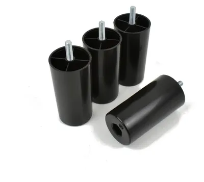 Produktbild von 4x Füße aus Kunststoff Beine Möbelgleiterfuß Möbelfüße Möbelbeine Schrank Beine Schwarz Höhe 10 cm mit Gewindestift M8x25mm [25R50100]