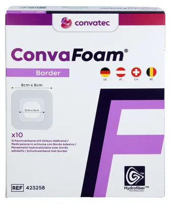 Imagen del producto de Convafoam, apósito de espuma con borde, 8x8 cm, 10 unidades