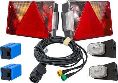 Produktbild von Lichtset: ASPÖCK MULTIPOINT IV Rückleuchten + ASPÖCK FLEXIPOINT I Seitenmarkierungsleuchten + MANTES 5,2m 13PIN Kabelbaum