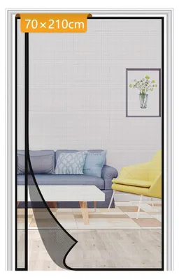 Zdjęcie produktu dla Moskitiera do drzwi balkonowych, 70x210 cm, zasłona przeciwko owadom, włókno szklane, czarna