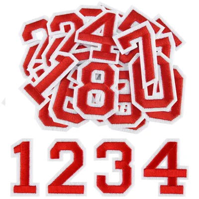 Productafbeelding van Set van 40 Opstrijkbare Cijfers 0–9, 5,1 cm, Rood