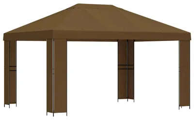 Immagine prodotto di Gazebo 4 × 3 m Tortora Poliestere e Acciaio 190 gsm
