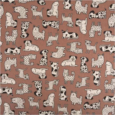 Produktbild von Dekostoff Meterware Halbpanama Dog Wildlife Art Hunde braun 140cm taupe