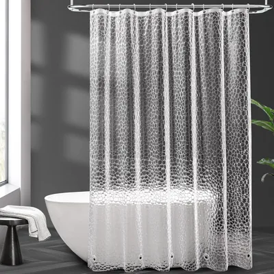 Produktbild von Duschvorhang Transparent 180x200cm Magnete Antischimmel wasserdicht 12 Ringe Hexagon Muster
