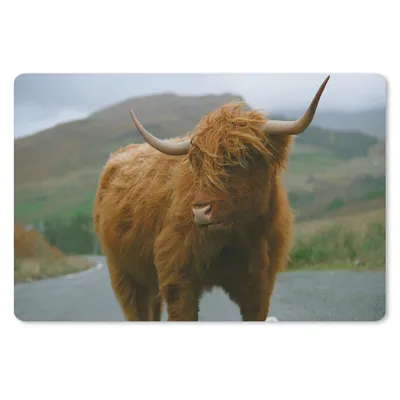 Produktbild von MuchoWow® Mauspad Mousepad Schottischer Highlander - Berg - Straße 27x18 cm - Mousepads - Maus Mat - Pad - Mausunterlage - Büroartikel - Desk Matten