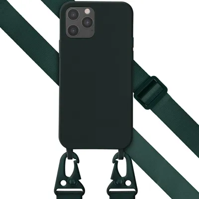 Image de Selencia Coque en silicone avec cordon détachable pour l'Apple iPhone 12 (Pro) - Vert foncé