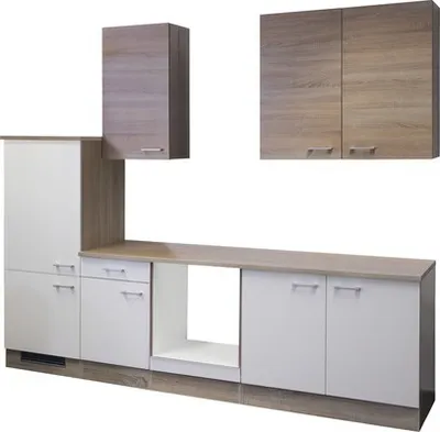 Obrázek produktu pro Kuchyňský blok Flex Well Samoa 270 cm barva čela bílá sonoma dub matná barva korpusu sonoma dub
