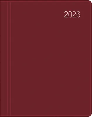 Produktbild von Zettler Taschenkalender bordeaux 1W/2S 2026 - Timer 8 × 11 cm, 1 Woche auf 2 Seiten, Kunststoffeinband,