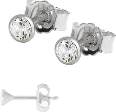 Produktbild von Paar Kleine Ohrstecker 3,0mm Weißgold 585 14 Karat Gold Ohrring Zirkona Weiß