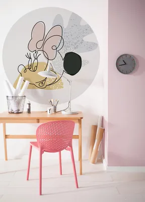 Produktbild von Komar Vlies Fototapete rund und selbstklebend "Minnie Line Art" - Größe: 128 x 128 cm (Breite x Höhe) - 1 Stück