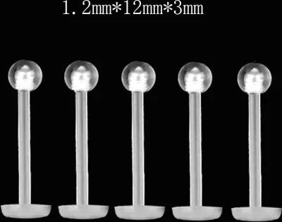 Produktbild von 5 Stücke Uni Klare Runde Nase Ohr Lippe Kinn Ring Stud Bar Körper Piercing Schmuck-Transparent,12mm