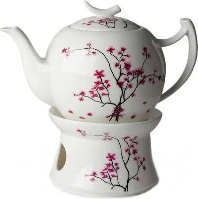 Produktbild von Dekomiro TeaLogic Cherry Blossom Tekanne 2L mit passendem großem Stövchen