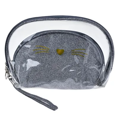 Obrázok produktu pre Sada kozmetických taštičiek Juleeze Strieborná, 2 ks, 24 x 15 – 19 x 12 cm