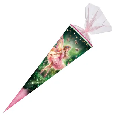 Produktbild von Nestler Schultüte Feelina 85cm mit Textilborte und Stoffschmetterlingen
