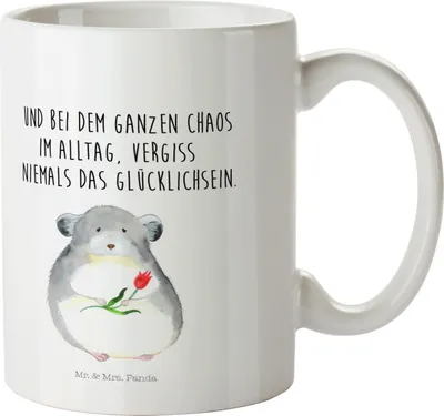 Produktbild von Mr. & Mrs. Panda Pott Chinchilla Blume - Weiß - Geschenk, Mehrwegbecher, Plastikbecher, Büro, Haferl, Kunststoffbecher, Lustige Sprüche, Trinklernbecher, Liebeskummer