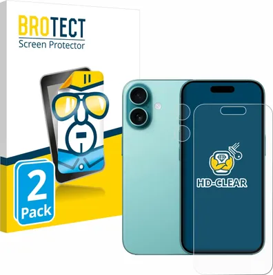Produktbild von 2x Für Apple iPhone 16 (Display+Kamera) Schutzfolie BROTECT Displayschutz Display Schutz Folie Klar Transparent